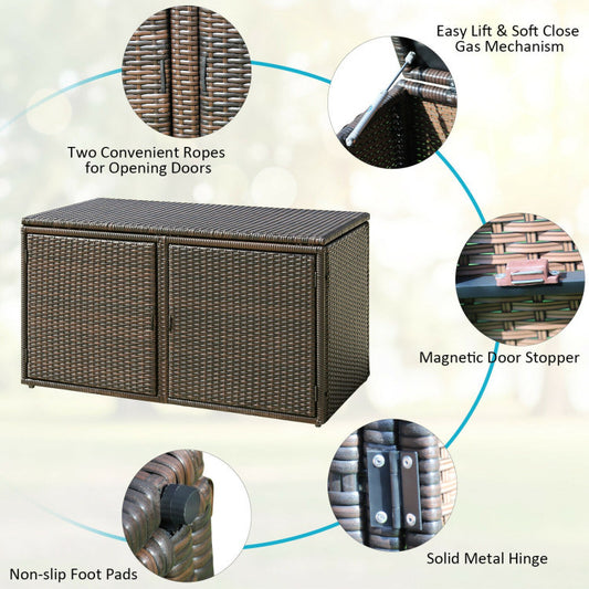 88 Gallon Garden Patio Rattan Storage Container Box - Home Brains And Brawn