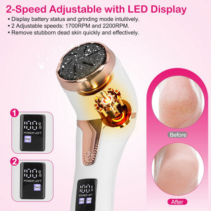 17Pcs Electric Foot Callus Remover with Vacuum Foot Grinder Rechargeable Foot File Dead Skin Pedicure Machine - Home Brains And Brawn
