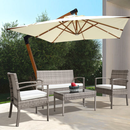 4 pieces outdoor rattan sofa patio furniture set gray - HomeBrainsandBrawn