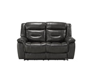 Imogen Loveseat Gray Leather-Aire YJ - Home Brains And Brawn