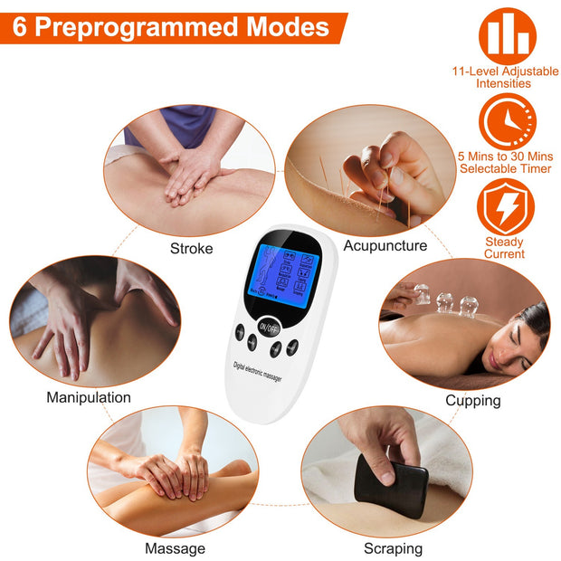Electric Muscle Stimulator Dual Channels Pulse Massager - Home Brains And Brawn