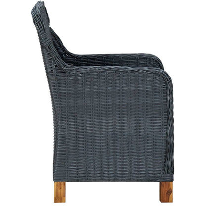 7 Piece Patio Dining Set with Cushions Poly Rattan Dark Gray - Home Brains And Brawn