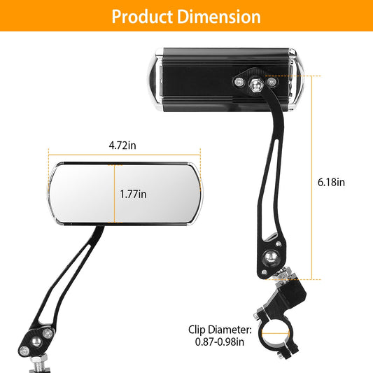 Handlebar Bike Mirrors Adjustable 360 Degree Rotatable Safe Rearview Bicycle - Home Brains And Brawn
