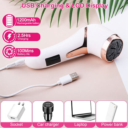17Pcs Electric Foot Callus Remover with Vacuum Foot Grinder Rechargeable Foot File Dead Skin Pedicure Machine - Home Brains And Brawn