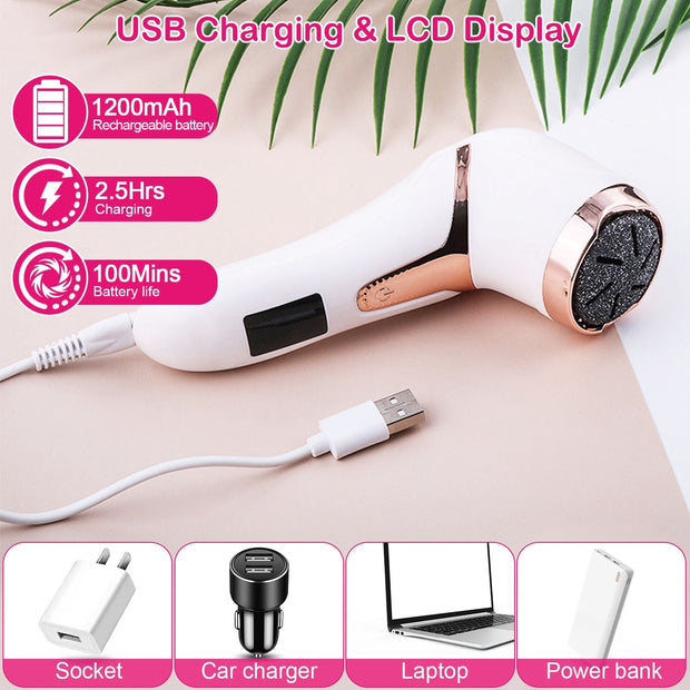 17Pcs Electric Foot Callus Remover with Vacuum Foot Grinder Rechargeable Foot File Dead Skin Pedicure Machine - Home Brains And Brawn