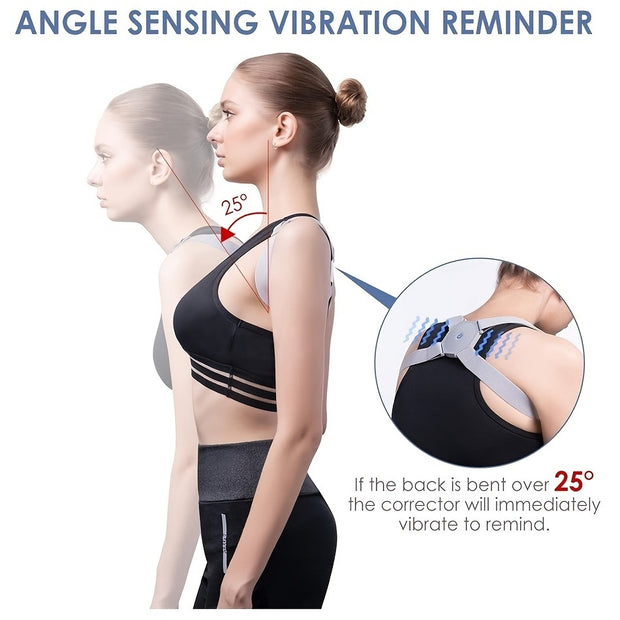 1pc Posture Corrector Hunchback Corrector With Sensor Vibration Reminder For Men And Women - Home Brains And Brawn