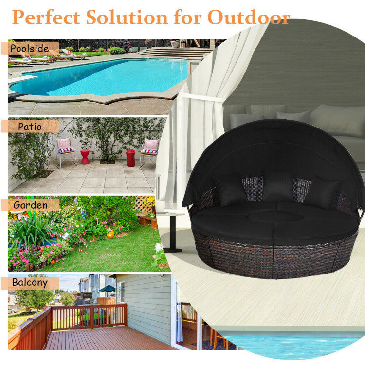 Outdoor Daybed with Retractable Canopy - HomeBrainsandBrawn