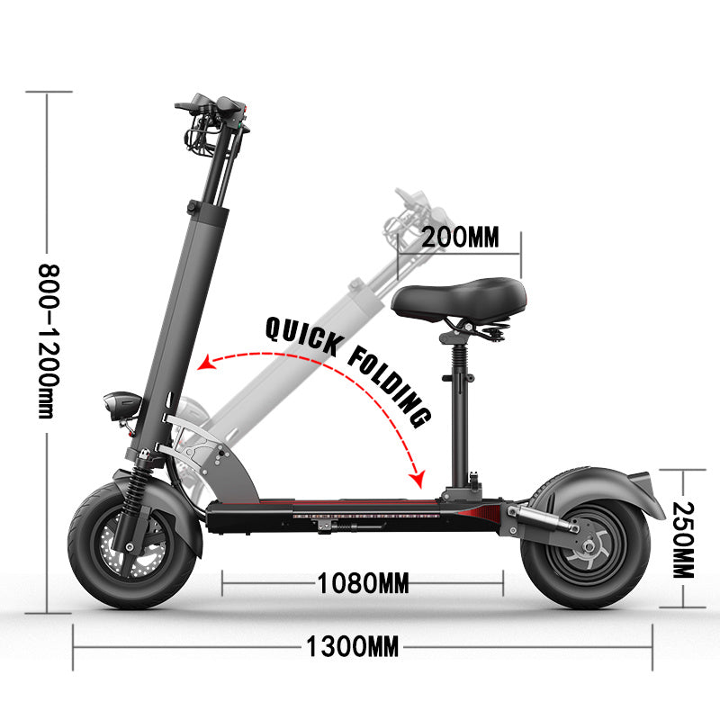 E-Scooters Off Road Foldable 10 inches Long Range E-Scooter With Seat