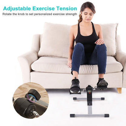 Foldable Exercise Bike Pedal Fitness Exerciser Cycle Bike with LCD Display Mini Pedal Exerciser for Leg Arm Physical Therapy Home Office Gym - Home Brains And Brawn