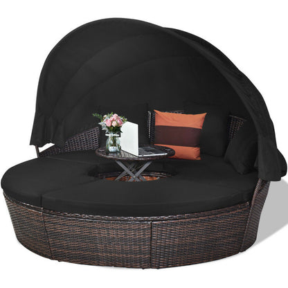 Outdoor Daybed with Retractable Canopy - HomeBrainsandBrawn