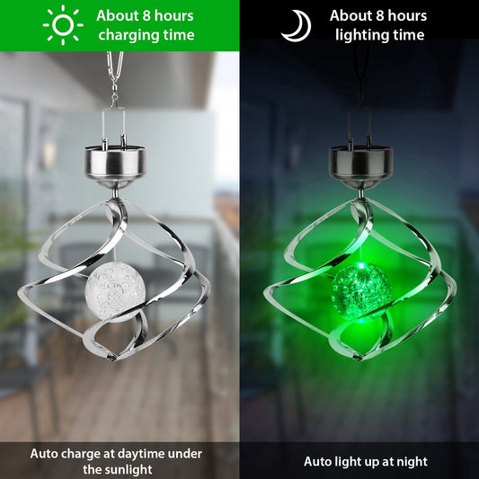 Spiral Spinner Solar Lights Wind Chime LED Color - HomeBrainsandBrawn