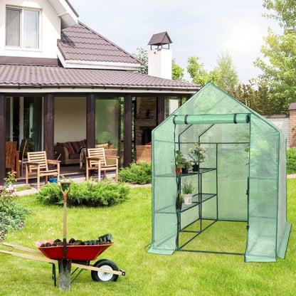 8 shelves Mini Walk In Greenhouse Outdoor Gardening Plant Green House - Home Brains And Brawn