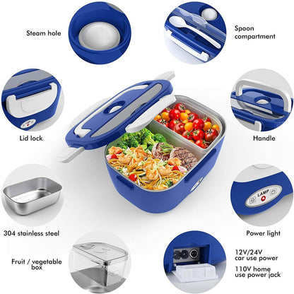 Electric Lunch Box Portable for Car Office Food Warmer Heater Container 40W - Home Brains And Brawn