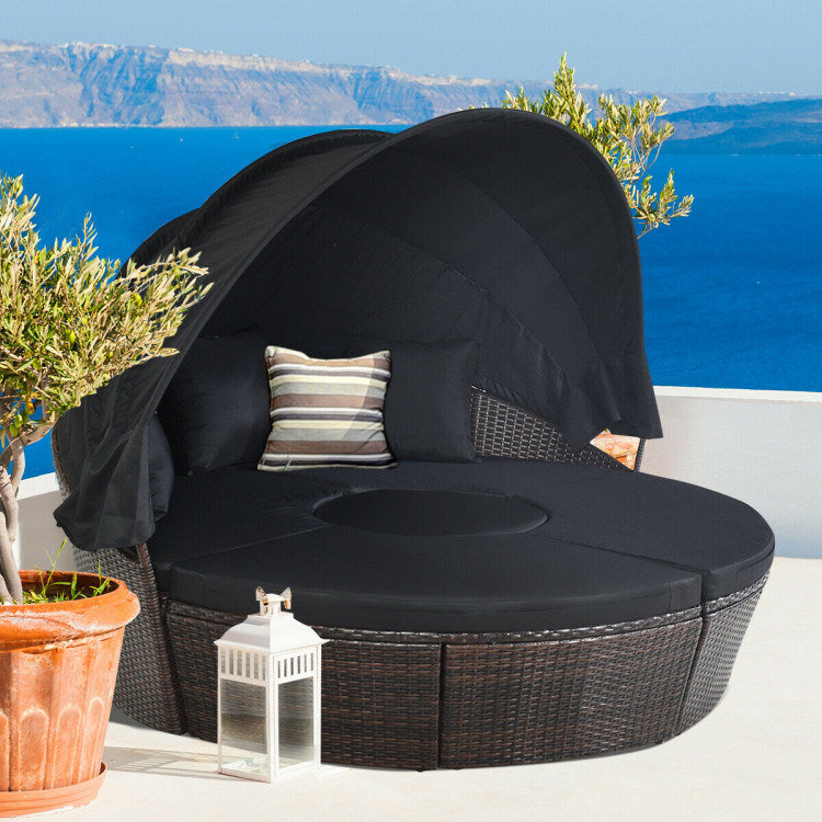 Outdoor Daybed with Retractable Canopy - HomeBrainsandBrawn