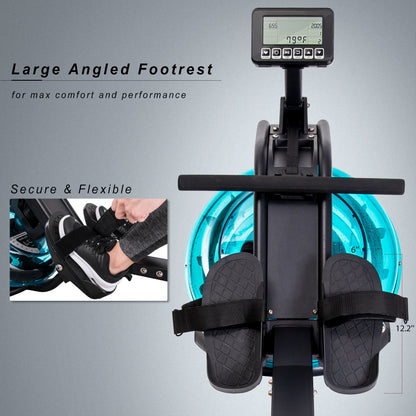 Water Rowing Machine Rower with LCD Monitor - Home Brains And Brawn