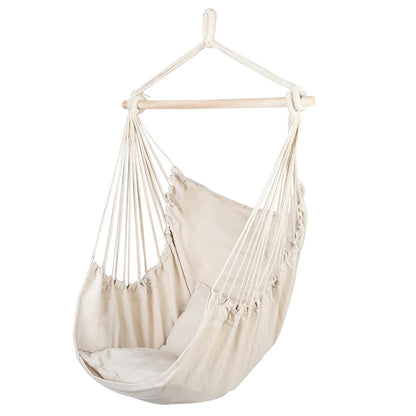 Hammock Chair Distinctive Cotton Canvas Hanging Rope Chair - HomeBrainsandBrawn