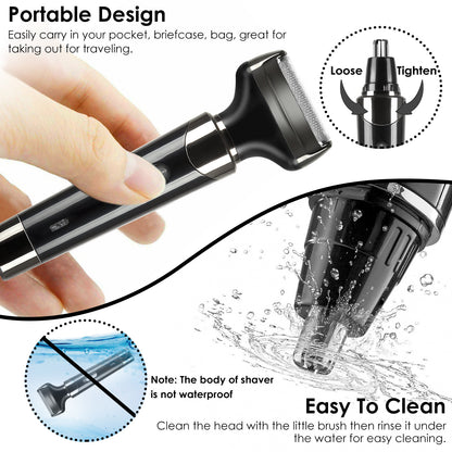 4 In 1 Rechargeable Razor Hair Beard Eyebrow Ear Nose Hairs Sideburn Trimmer Clipper Painless Electric Shaver - Home Brains And Brawn