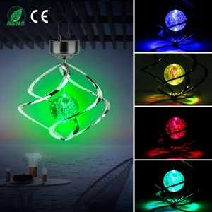Spiral Spinner Solar Lights Wind Chime LED Color Changing Hanging Wind Lamp - HomeBrainsandBrawn