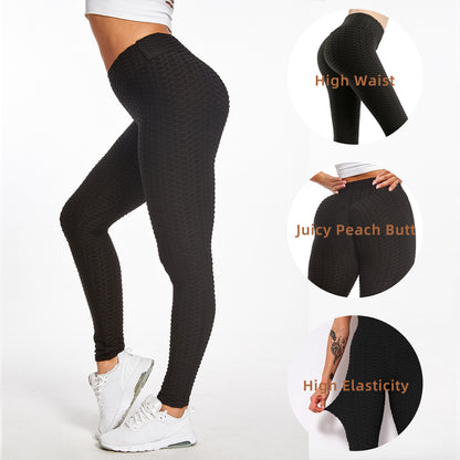 Women TIK Tok Leggings Bubble Textured Butt Lifting Yoga Pants Black Medium - Home Brains And Brawn