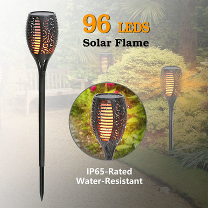 96 LEDs Solar Flame Torch Light Waterproof Flickering Flame Lamp - Home Brains And Brawn