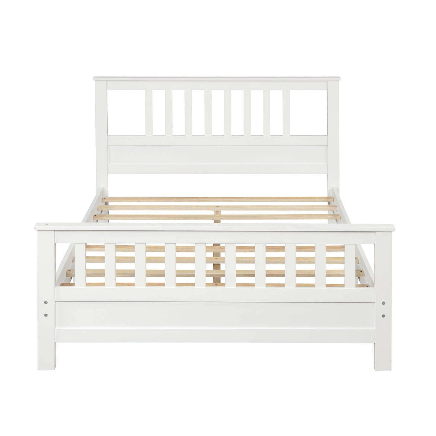 Wood Platform Bed Frame with Headboard and Footboard White RT