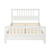 Wood Platform Bed Frame with Headboard and Footboard White RT - Home Brains And Brawn