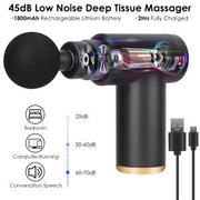 Percussion Massage Gun USB Type C Rechargeable Deep Tissue Vibration Massager - Home Brains And Brawn