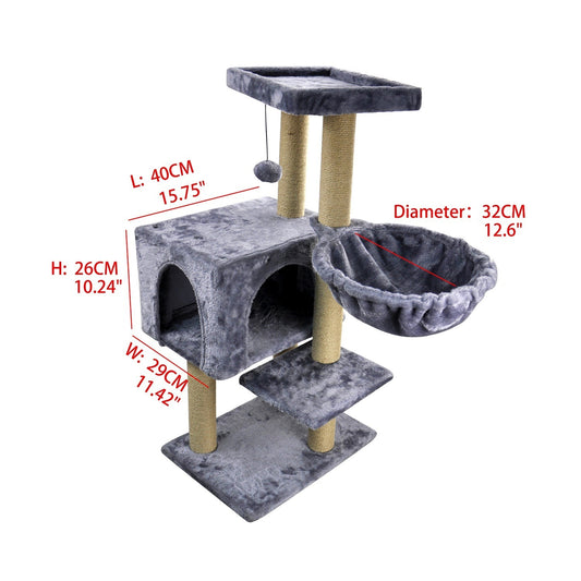 Fashion Design Cat Tree With Jute-Covered Scratching Posts, Grey - Home Brains And Brawn