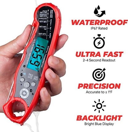 Digital Meat Thermometer with Probe - Waterproof - Home Brains And Brawn