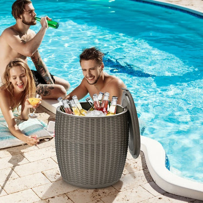 Patio Rattan Cool Bar Cocktail Table Side Table XH - Home Brains And Brawn