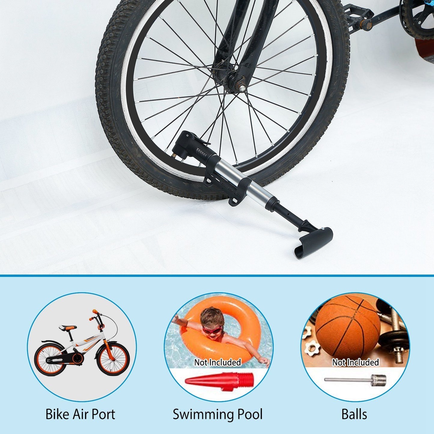 Mini Bike Pump Portable Bicycle Tire Inflator Ball Air Pump