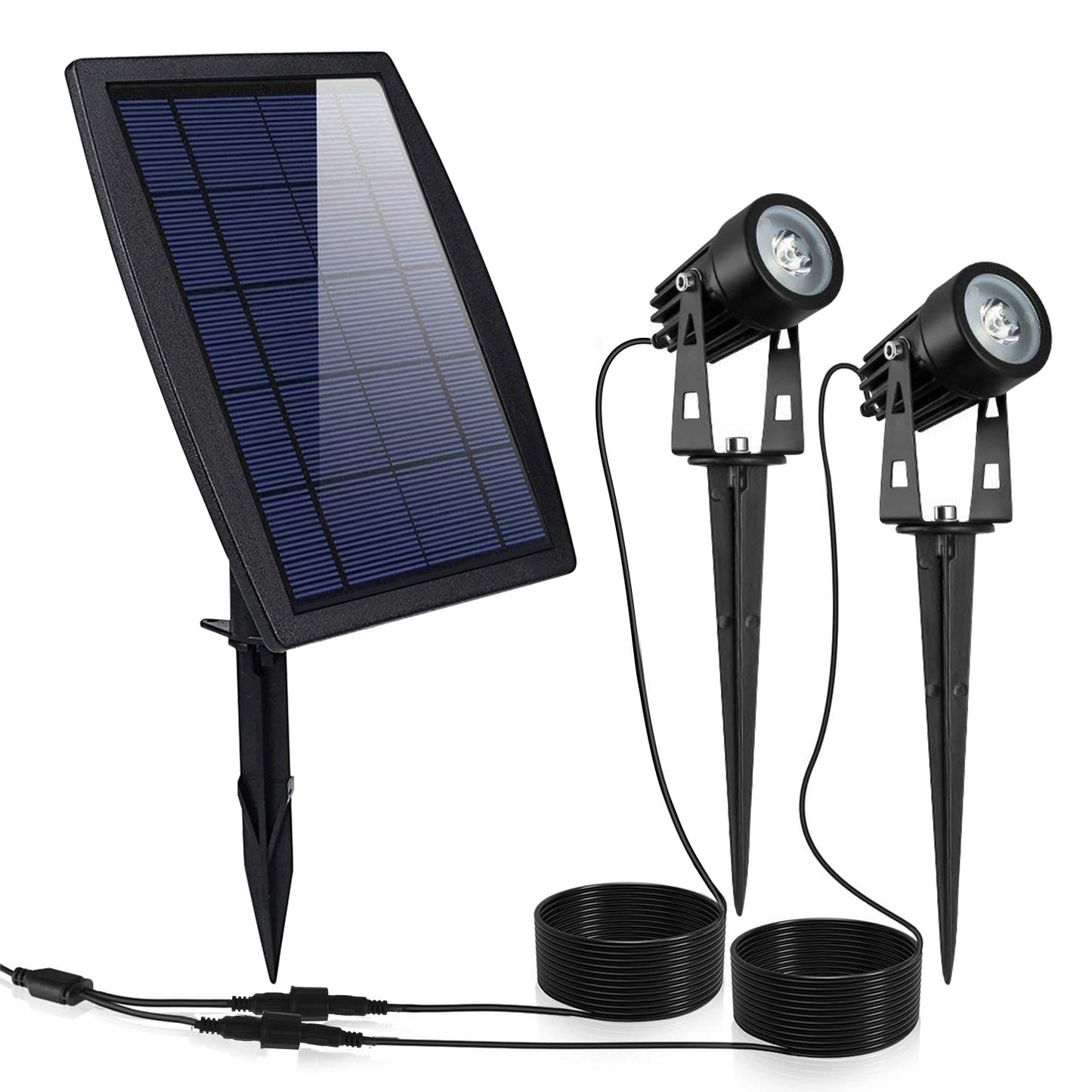 Twin Solar Spotlight Outdoor Light Sensor Lamps