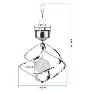 Spiral Spinner Solar Lights Wind Chime LED Color Changing Hanging Wind Lamp - HomeBrainsandBrawn