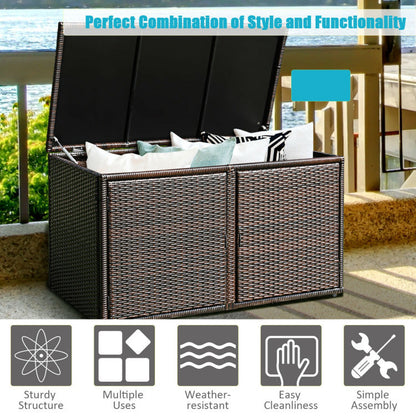 88 Gallon Garden Patio Rattan Storage Container Box - Home Brains And Brawn