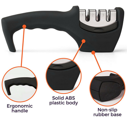 KNIFE SHARPENER Ceramic Tungsten Kitchen Knives Blade Sharpening System Tool USA XH - Home Brains And Brawn
