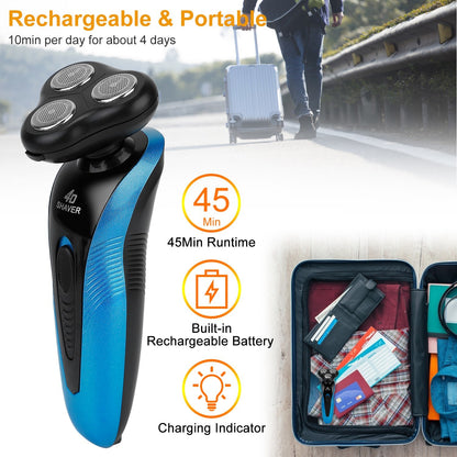 4 In 1Electric Shaver for Men IPX7 Waterproof Beard Trimmer Cordless Rechargeable Razor Beard - Home Brains And Brawn