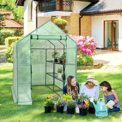 8 shelves Mini Walk In Greenhouse Outdoor Gardening Plant Green House - Home Brains And Brawn