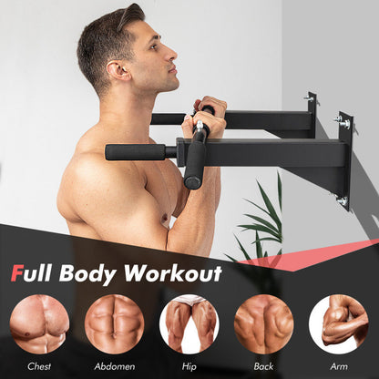Wall Mounted Multi-Grip Pull Up Bar with Foam Handgrips - Home Brains And Brawn