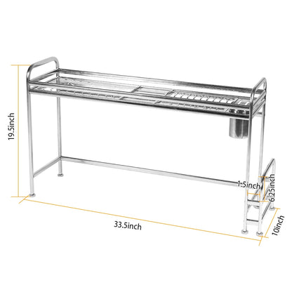 Over Sink Dish Drying Rack Shelf Stainless Steel Kitchen - HomeBrainsandBrawn