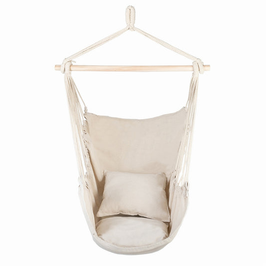 Hammock Chair Distinctive Cotton Canvas Hanging Rope Chair - HomeBrainsandBrawn