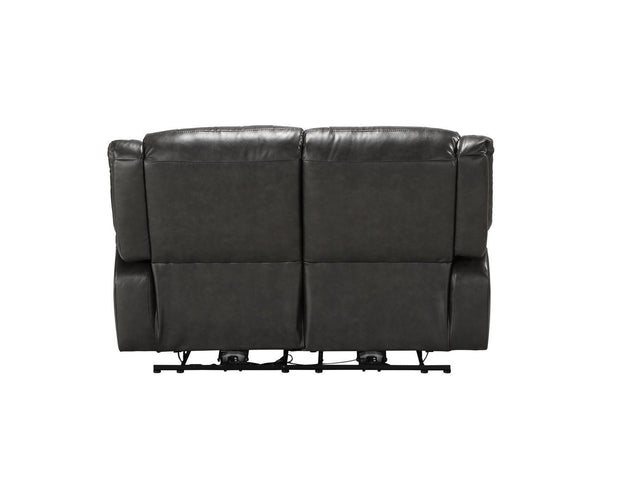 Imogen Loveseat Gray Leather-Aire YJ - Home Brains And Brawn