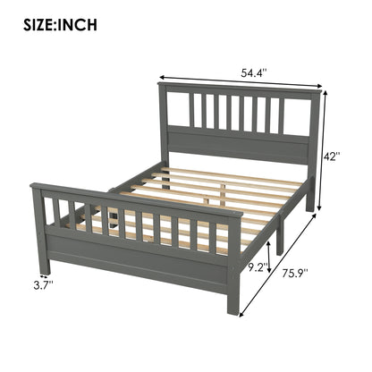 Hard Wood Platform Bed with Headboard Slatted Footboard - Home Brains And Brawn