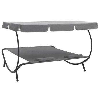 Patio Lounge Bed with Canopy and Pillows Gray - HomeBrainsandBrawn