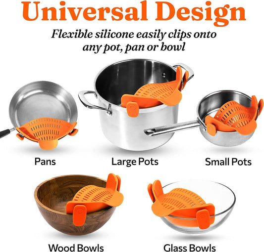Kitchen Snap N Strain Pot Strainer and Pasta Strainer - Home Brains And Brawn