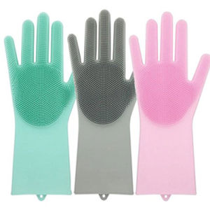 1 Pair Dishwashing Cleaning Gloves Magic Silicone Rubber Dish Washing Glove
