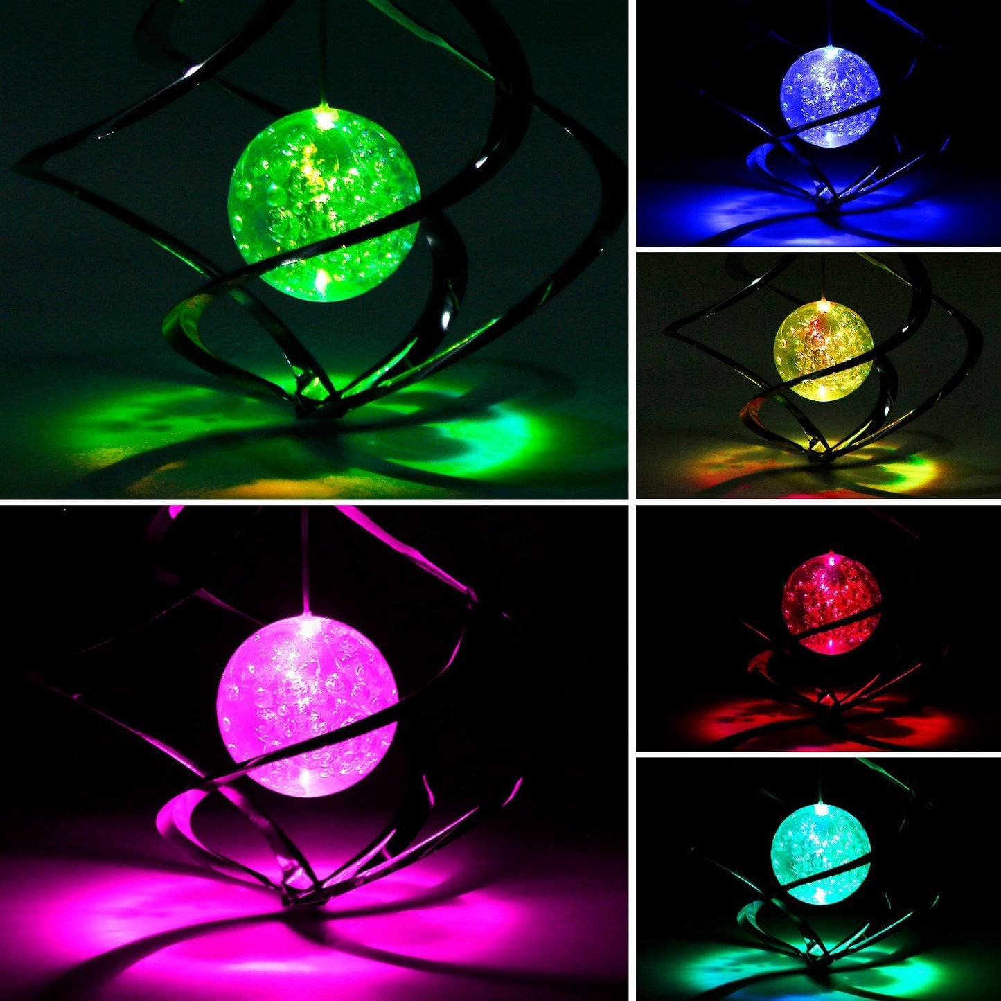 Spiral Spinner Solar Lights Wind Chime LED Color