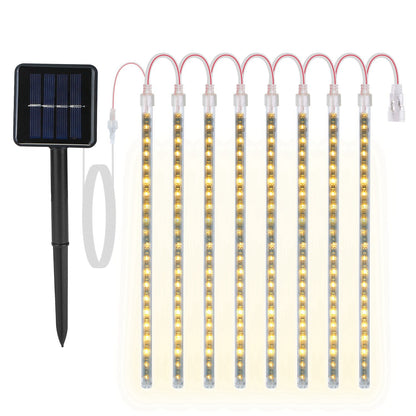 Solar Powered Meteor Shower String Lights 9.84FT Falling Raindrop Tube Lamp Water Resistant Decorative Lights - HomeBrainsandBrawn