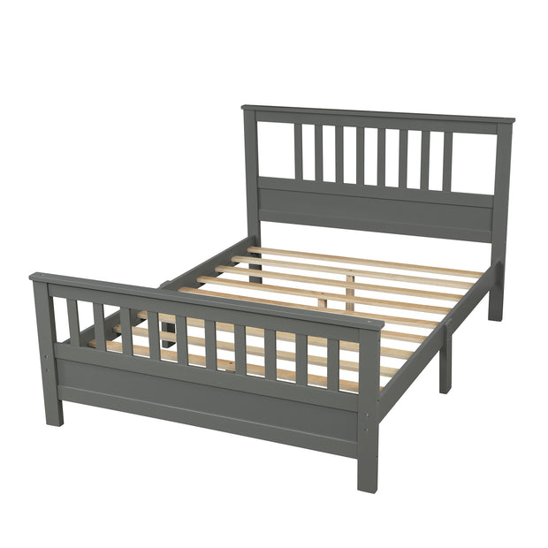Hard Wood Platform Bed with Headboard Slatted Footboard - Home Brains And Brawn