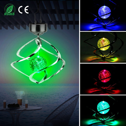 Spiral Spinner Solar Lights Wind Chime LED Color - HomeBrainsandBrawn