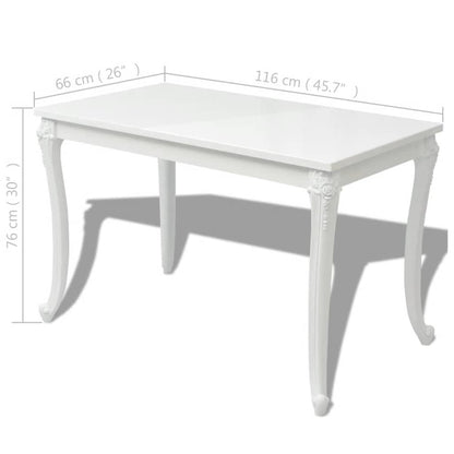 Dining Table 45.7"x26"x30" High Gloss White - Home Brains And Brawn